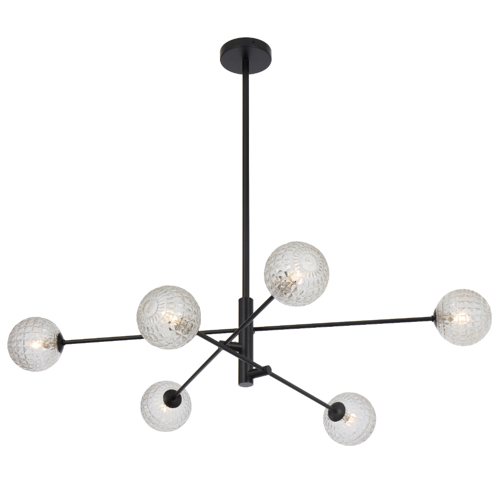 GASTON 6 LIGHT PENDANT BLACK